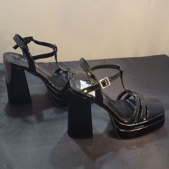 BRAND NEW SOUL PRINCESS PLAIN PLATFORM ANKLE CURVE WIDE HIGH HEEL   SANDAL S2 - Picture 2 of 16
